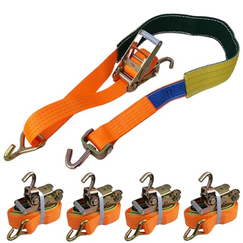 4X Profi 50mm / 3 Meter Spanngurt für Auto Transport mit Grippschlauch Zurrgurt Autotransport PKW Anhänger Radsicherung Reifengurt Schlauch Autotransporter