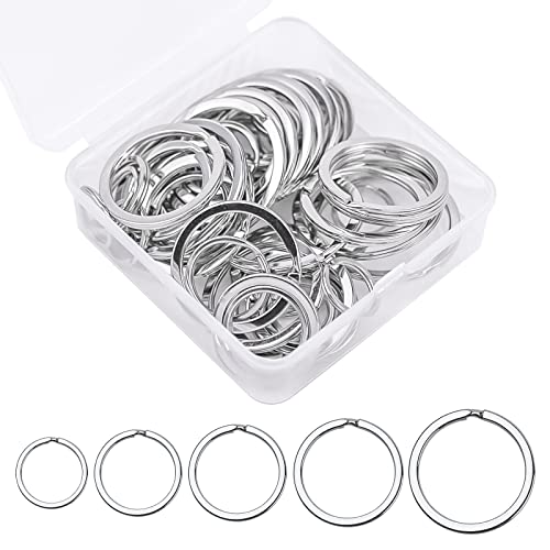 qingmeng Schlüsselringe Edelstahl, 50 Stück Schlüssel Ring, Schlüssel Ringe Schlüsselring Klein Schlusselringen Silber für DIY Schlüsselanhänger Zubehör Hausschlüsseln(15mm 20mm 25mm 30mm 35mm)