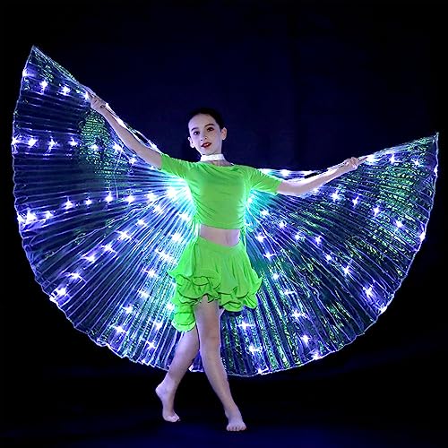 LED Flügel für Erwachsene Kinder, LED Umhang für Erwachsene Kinder, LED Schmetterling Flügel mit Teleskopstangen, Bauchtanz Flügel, Bauchtanz Kostüme, LED Kinder Schmetterling Flügel