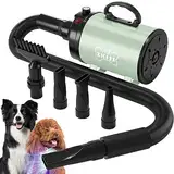 XKISS hundefön Hundetrockner 4.5 PS / 3200 W Blower hundefön mit Einstellbarer Geschwindigkeit Hundepflege-Trockner-Gebläse (Grün)