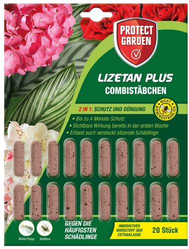 PROTECT GARDEN Lizetan Plus Combistäbchen, Langzeit-Schädlingsfrei und Premium-Dünger in Einem, 20 Stück