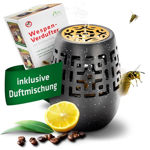 GARDIGO® Wespenverdufter Kaffee mit Duftmischung | Wespen Abwehr durch Kaffeegeruch | Citronella-Kräutermix für angenehmeren Geruch | Wespenschreck Wespenschutz | Räuchergefäß Wespen vertreiben