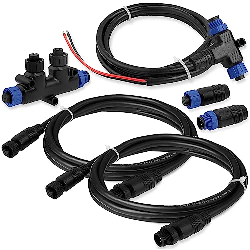 NOVINO NMEA 2000 Starter-Set zur Verarbeitung von NEMA 2K-Netzwerk für Lowrance Simrad Garmin, Marine Grade NMEA 2000 Backbone-Kabel, Drop-Kabel, Tees Terminators