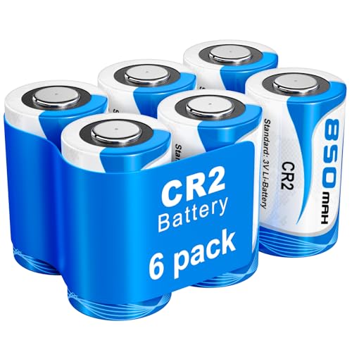 CR2 Batterien, CR2 3V Lithium Batterien, Standardkapazität 850 mAh, für Kameras, Taschenlampen, Golf Entfernungsmesser, Rauchmelder, Foto blitze, Alarmanlagen (6er-Pack)