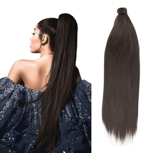 JJstar 70cm Langer Glatter Pferdeschwanz Zopf Haarteil, Synthetische Haarverlängerung für Damen und Mädchen