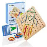 CUBIDI® Kreatives Montessori Holzpuzzle Geoboard Für Unzählige Spannende FigurenLernspielzeug das Räumliches Denken FördertMotorikspielzeug, Geschenkidee Für Junge Und Mädchen Ab 3 4 5 Jahren