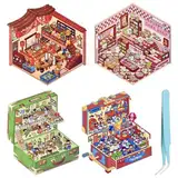 ARONRAVE 3D House Stickers, 3D Sticker Scene Miniatur Haus Sticker lustige süße Cartoon DIY Ladenszenenaufkleber Szene für Erwachsene und Kinder