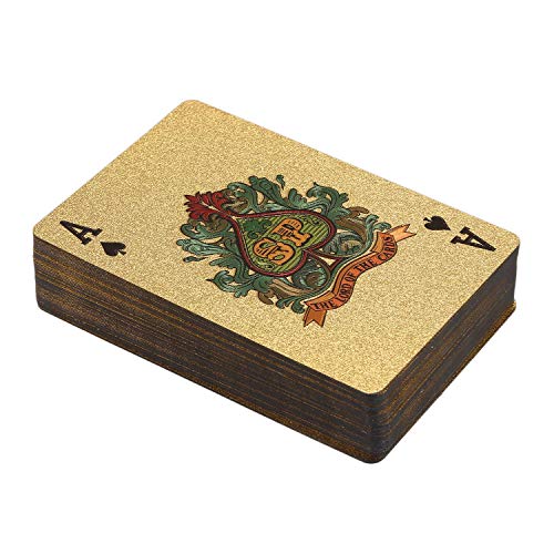 Tolaily 1 StüCke 24 Karat Gold Spiel Karten Kunststoff Poker Spiel Deck Folie Poker Pack Karten wasserdichte Karte