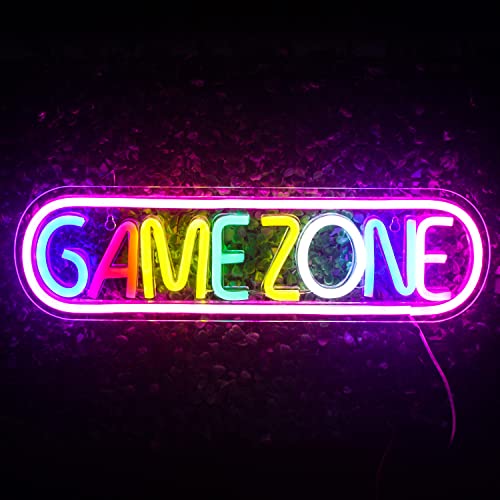 Wanxing Game Zone Leuchtreklame Gamer LED Neonlicht Gaming Zone Neon Lichter Wand für Spielzimmer Dekoration,Spielbereich,Raum Dekor, Kneipe, Geschenk für Teenager,Freunde,Jungen