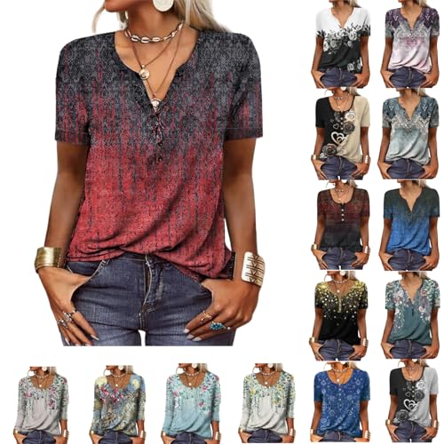 Battnot Bluse Damen Sommer Tshirt Elegant Kurzarm Top Lässige Oberteil Kleidung Casual Shirts V Ausschnitt Sommerblusen Tunika Blusen & Tuniken Für Damen Tshirt Elegant 2025 Mode Blusenshirt