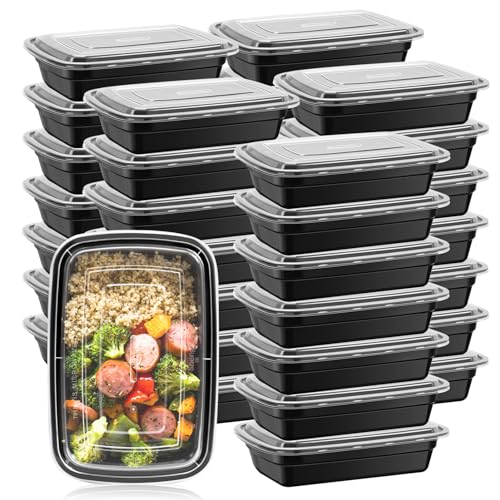 Alliebe 50 Stück (32 oz) Meal Prep Container,Mittagessen Bento Boxen mit Deckeln,Tragbare Mittagessen Lebensmittelaufbewahrungsbehälter Küche Essen zum Mitnehmen Camping Picknickbox Mikrowelle