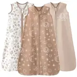 Unnivoll 3er Pack Schlafsack Baby Sommer 0.5 Tog 100% Baumwolle Sommerschlafsack Babyschlafsack 0-6 monate 67 cm für Jungen Mädchen Neugeborene Beige Kaffee Helios