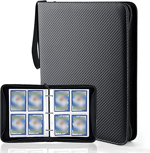Bnimtm Karten Sammelalbum mit 400 Pockets, Album Sammelkarten Pokémon mit Reißverschluss Und Schwarz Lederbezug, Karten Hüllen Sammelmappe Sammelalbum für Pokémon Ninjago utw