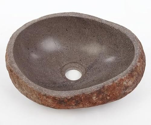 Naturstein Waschbecken 30 cm oval in grau von WOHNFREUDEN - Mit Unikat Auswahl