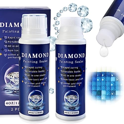 Cieex 2 Stück Diamond Painting Versiegelung, Transparente Kleber, Zubehör zum Glitzereffekt und Schutz von Diamanten (240ml)