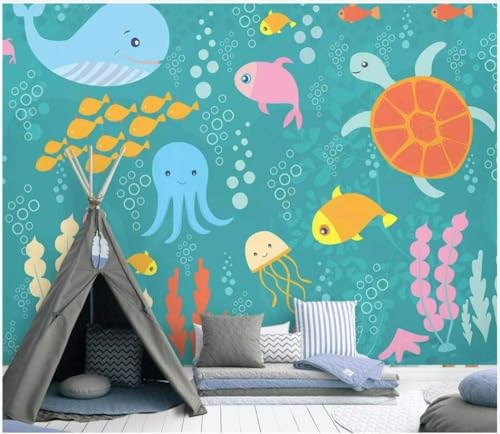 Cartoon Fischreich 3D Tapete Büro Wohnzimmer Sofa Schlafzimmer TV Hintergrund Wand Dekoration-250cm×170cm