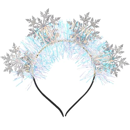 VALICLUD Schneeflocken Stirnband Weihnachten Glitzer Haarband Winter Schnee Haarreifen Krone Weihnachten Kopfschmuck Für Cosplay Weihnachten Haar Party Zubehör Zubehör Silber