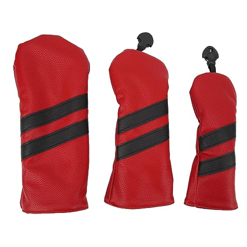 Club Headcover PU Club umfasst Wood Fairway Hybrid Rotatable Label 3 Size Club Protector Sports Outdoor (ROT)