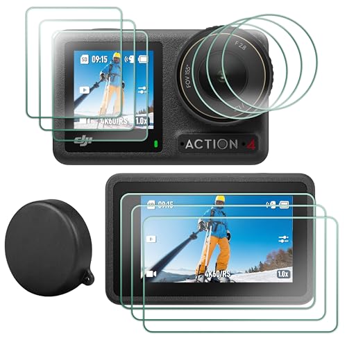 FiTSTILL FitStil Displayschutzfolie [9er-Pack] für DJI OSMO Action 4, ultraklarer Displayschutz aus gehärtetem Glas (Vorder- und Rückseite) + Objektivschutz + Objektivabdeckung