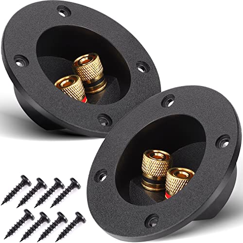 TOBWOLF 2PCS 3 Zoll runde 2-Wege-Lautsprecherbox Terminal Cup Binding Post, Power Speaker Schraubklemmen, 3 Zoll Subwoofer Box Terminal Bananenstecker für DIY Home Speaker Kits