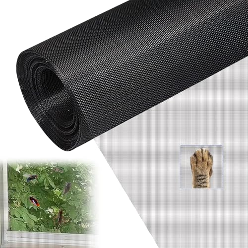 Tapvai Fliegennetz Fenster 120 x 250 cm, Fliegengitter Fenster aus Glasfaser, Insektenschutzgitter Uv-Beständig Individuell Zuschneidbar für Fenster, Wohnzimmer, Terrassentüren, Oberlichter(Schwarz)