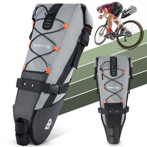 XIQI Fahrrad Satteltasche - 10L Wasserdicht Fahrradtasche Fahrradsitz Tasche - Bikepacking Satteltasche für MTB Rennrad Faltrad Mountainbike