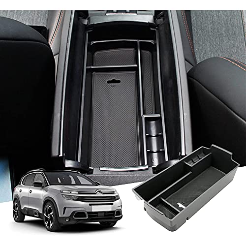 GAFAT Citroe-n C5 Aircross 2017-2024 2025 Aufbewahrungsbox, C5 Aircross 2024 Organizer für Mittelkonsole Armlehnen, Organizer Tray Handschuhfach, Kompatibel mit Citroen C5 Aircross Zubehör