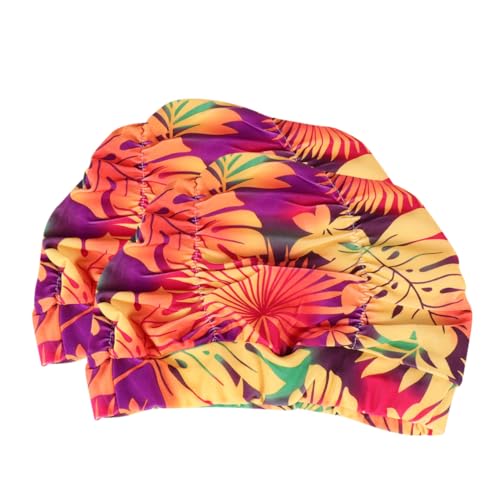 Homoyoyo Plissee Schwimmhut Aus Nylon Mit Ohrschutz – Elastische Badekappe Für Damen Und Mädchen in Orange – Ideales Kopf-Accessoire Für Schwimmunterricht Und Freizeitbaden