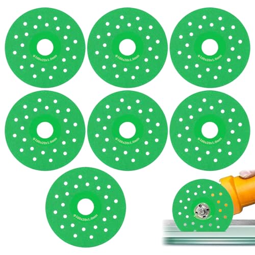 7 Stück Felsplatten-Schleifscheibe, Glastrennscheibe for Winkelschleifer, Glass Cutting Disc Angle Grinder, Trennscheibe Fliesen, für Glas, Fliesen, Keramik, Mehrlocherweiterung, Schleifer (Grün)