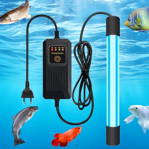Mineup Aquarium UV Sterilisator Licht, 11W Zuhause UV Sterilisator Lampe, UV Licht Sterilisator für Aquarium, mit Timer, Uv Klärer Aquarium für Reinigung von Aquarien Aquarium Pools Fishbowl