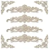 XSHAO® 8 Stück Holz Ornamente, Holzornamente für Möbel Vintage Ecke Holzschnitzerei Applique, für Möbel Bett Tür Fensterdekoration DIY Handgemacht
