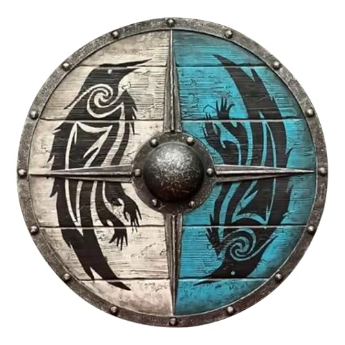 Wikinger Schild, Wikinger Mittelalter Schild für Erwachsene, Wikinger-Rundschild, Rundschild aus, Dekoratives Schild Spielzeug für Restaurant, Mittelalter Valhalla Warweave Wikinger Schild