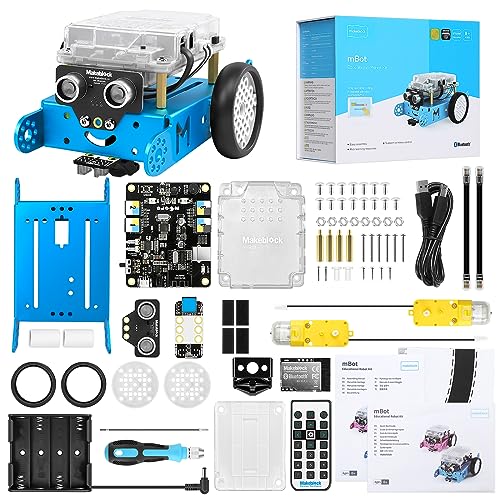 Makeblock mBot Programmierbar Roboter für Kinder, Roboter Bausatz mit App-Fernbedienung, STEM Robotik Auto Spielzeug Programmieren Lernen mit Scratch/Arduino, Roboter Kinder Geschenke ab 6 Jahre