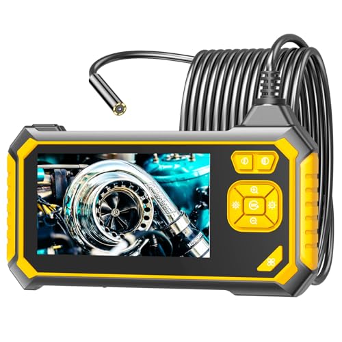 Endoskopkamera mit Licht, 8mm IP67 wasserdichte Endoskop, 4.3" IPS Bildschirm Inspektionskamera, 1080P HD Rohrkamera mit 8 Einstellbaren LEDs, 16.5FT/5M Halbstarres Kabel