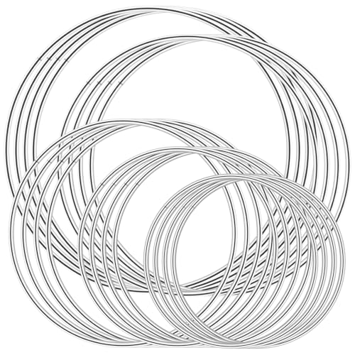 SHBAOCH 20 Stück Metallringe zum Basteln Deko,10/12/15/18/20cm Silber Drahtringe AufhäNgen für Traumfänger Basteln Hochzeitskranzdekor Wandbehang Floristikdeko Weihnachtskranz