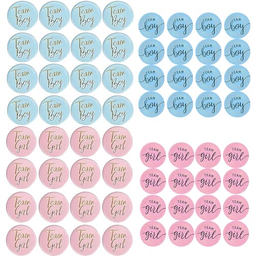 64Stück Gender Reveal Set Mit Gender Reveal Party Deko, Boy or Girl Gender Reveal Pin Und Sticker, Für Baby Shower Party Dekoration (Blau, Rosa)