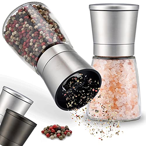 ZOLMER Gewürzmühle 2er Set mit einstellbarem Keramikmahlwerk - Pfeffermühle Edelstahl Pfeffermühle Pfeffermühle Salzmühle Pfeffermühle Salz Pfeffer Mühle
