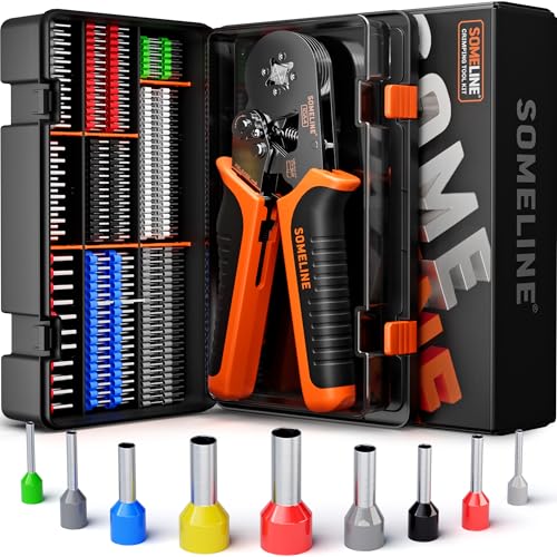 SOMELINE® Crimpzangen Aderendhülsen Set, 9 Arten [0,25-10mm²] Aderendhülsen Set, Aderendhülsenzange Selbsteinstellend, Krimpzange, Premium Crimpzangen, Crimp Zange, Presszange, Elektrowerkzeug Set