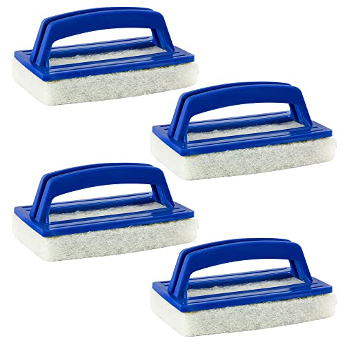 Kaimeilai 4 Pcs Pool Schwamm Bürsten, Kunststoff Schwimmbad Bürste Reinigungsbürste, Swimming Pool Brush Pool Handbürsten Set, Poolreinigung Handschrubber mit Griff, Teich Bürste Geeignet zum Reinigen