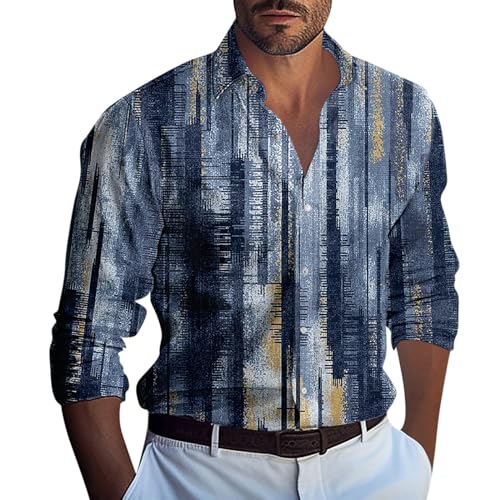 Generisch Hemden Herren Langarm, Button Down Shirts Freizeithemd Casual Regular Fit Sommer Hemd Schwarzes Weiß (L, Royal Blue)