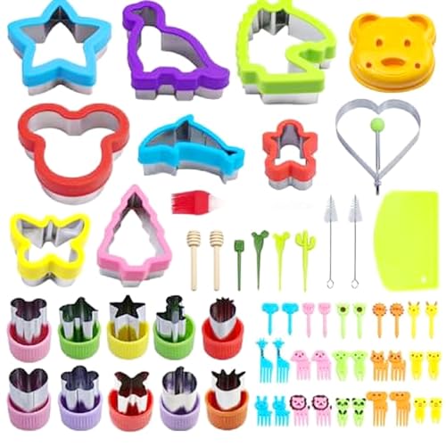 Auped 60 Stück Ausstechformen für Brot, Gemüse, Sushi, Obst, Kuchen & Kekse Kinderfreundliche Bento-Zubehör-Sets mit Sandwich-Ausstechern Sicher & Langlebig (Edelstahl)