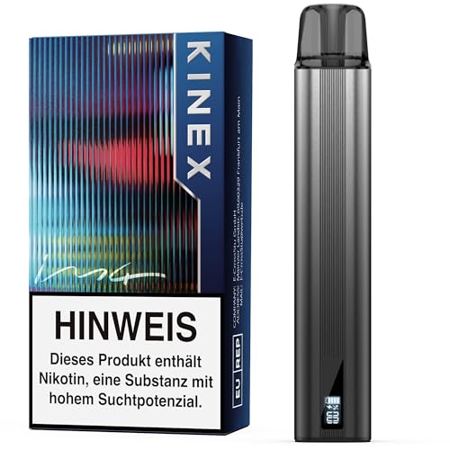 KINEX E Zigarette Starterset Komplett, IM4 Easy Dampfer E Zigarette Pod System, Nachfüllbar, Aufladbar Vape für den Starters, Ohne Liquid Ohne refill (Dunkelgrau)