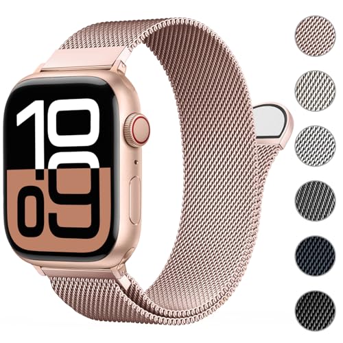ORRLBB Patentiert Ersatzarmband Kompatibel mit Apple Watch Armband Series 10 9 8 7 6 5 4 3 SE2 SE Ultra2 Ultra Damen Herren, Milanaise Armbänder für iWatch 49mm 46mm 45mm 44mm 42mm 41mm 40mm 38mm