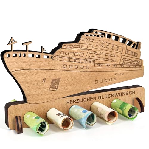Geburtstag Geldgeschenk Holz, Geldgeschenk für Kreuzfahrt, Geschenk für Reise, Schiff Geld Geschenk Holz Deko für Freunde, Familie, Frauen und Männer