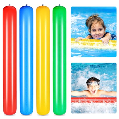 4 Stück Schwimmnudel Poolnudel, Super Langer Aufblasbar Nudelschwimmer für Kinder und Erwachsene, Schwimmstange Pool Wassernudel, Schwimmnudel Float Spielzeug, zum Baden oder Aquasport