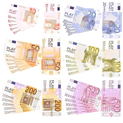 Spielgeld, Geld, 120 Blätter Spielgeld Euro Scheine Falschgeld 6 Verschiedene Werte, für Lern Und Spielzwecke Rechengeld Kinder Kaufladen Mathematik Zählen Und Währungskenntnisse