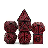 7 Stück DND Dice Polyedrisches Würfel Set - 7 Stück für Dungeon und Dragons MTG RPG D&D D20, D12, D10, D8, D6, D4 (Rote Gravurmuster) (rosa)