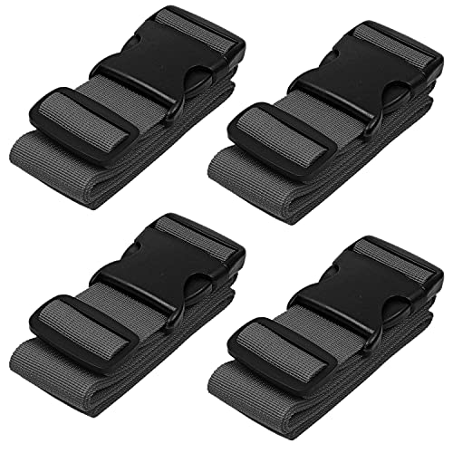 Gepäckgurte für Koffer – Grau, 4er-Pack – Premium-Nylongurte zur Gepäcksicherung – Längenverstellbar 1 – 2 Meter – von BlueCosto
