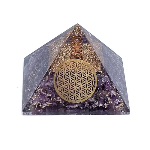 Orgon Pyramide Amethyst Blume des Lebens Orgonit für Körper, Geist und Seele I Orgonenergie für mehr Harmonie I Gesundheit I Heilsteine ! Glücksbringer I Geschenk I