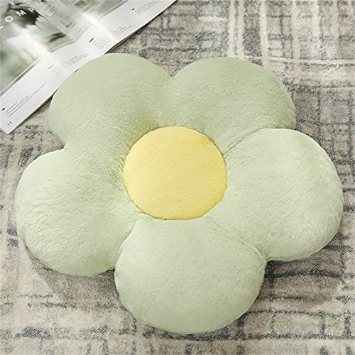 Chickwin Süße Blumenkissen, Blumenboden Kissen Blumenförmiges Plüsch Weiches Blumen Kissen Aesthetic Kawaii Blumenform Kissen für Zimmer Hause Sofa Dekoration (35 * 35,Grün)